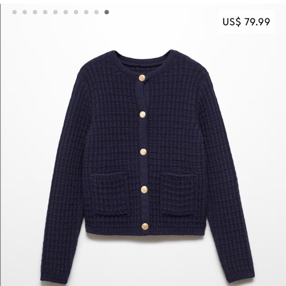 MANGO Navy Button-Up Cardigan / Sweater Lady Jacket